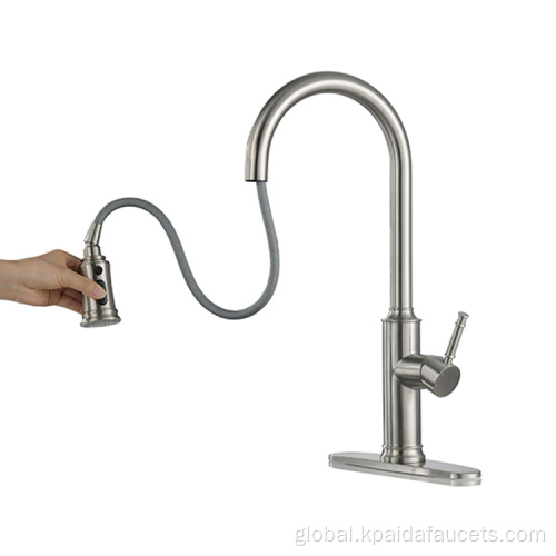 Ss304 Kitchen Faucet Flexible Pull Out Polished Chrome Copper SS304 Kitchen Faucet Modern Single Handle Hot Cold Water Sink Mixer For Kitchen Supplier